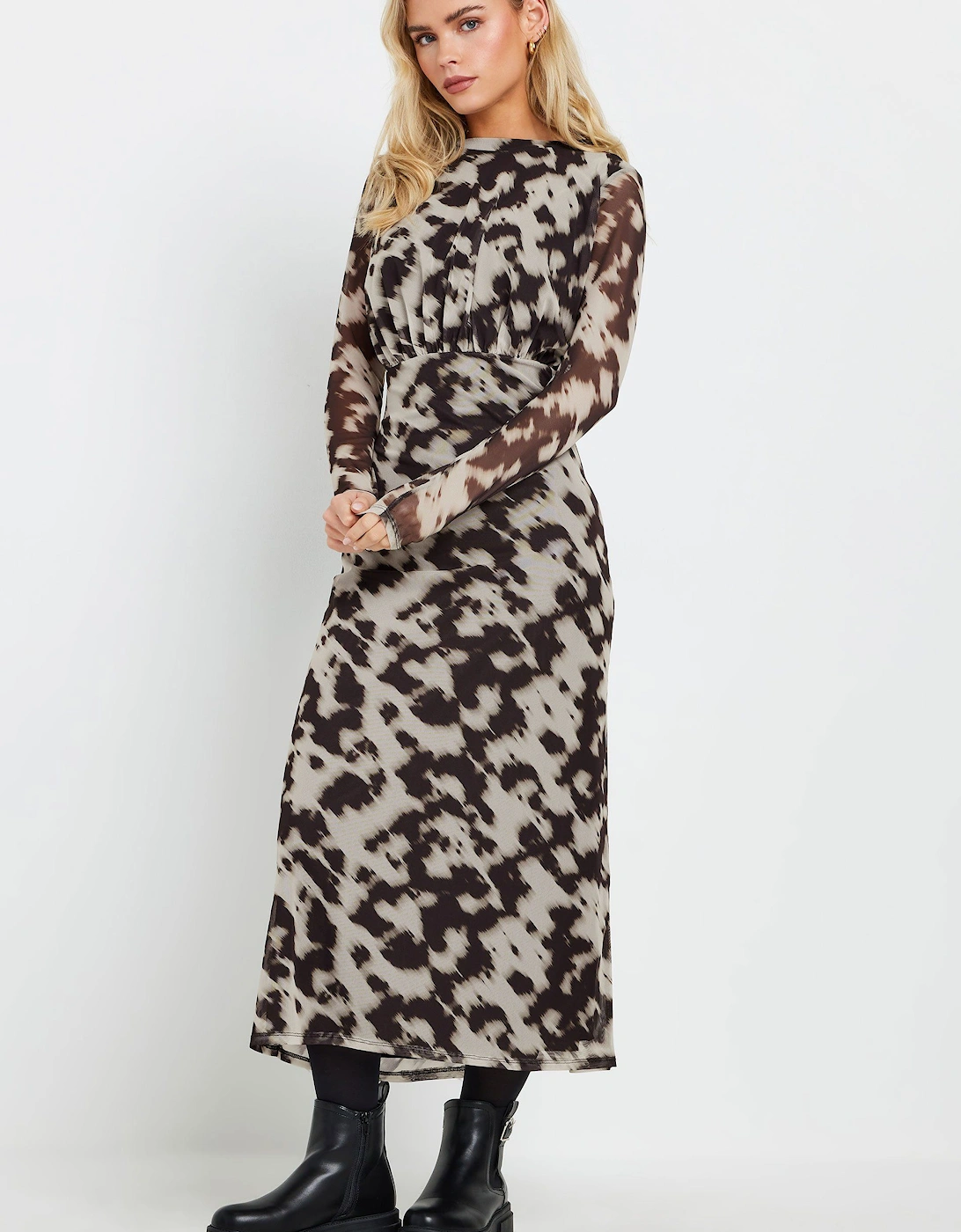 Petite Abstract Mesh Midi Dress, 2 of 1