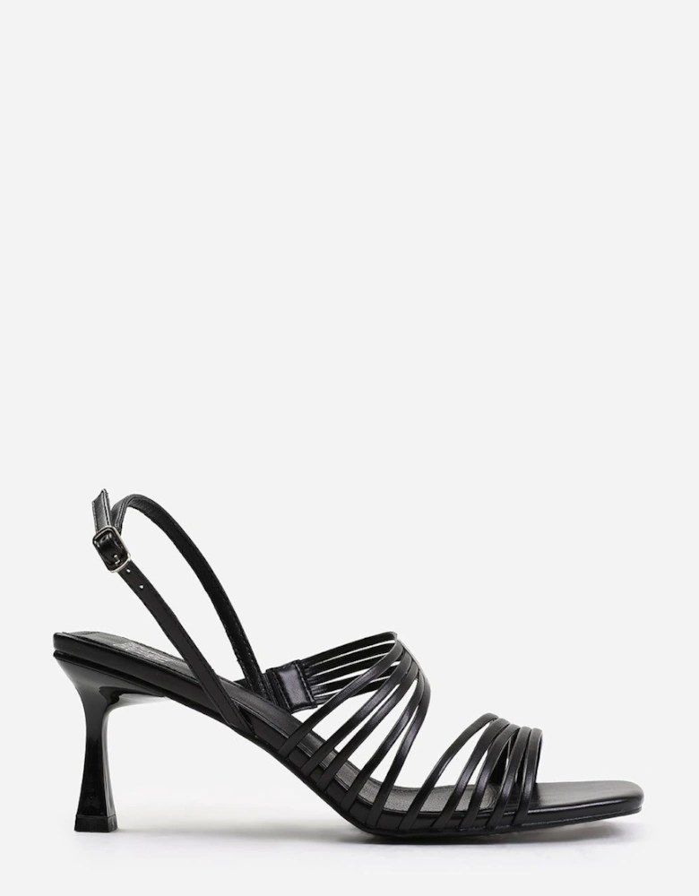 'Callie' Wide Fit Square Toe Low Block Slingback Heel With Multi Strap Detail