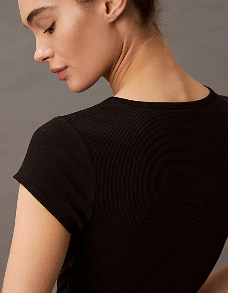 COTTON STRETCH RIB Womens Crop Top Black