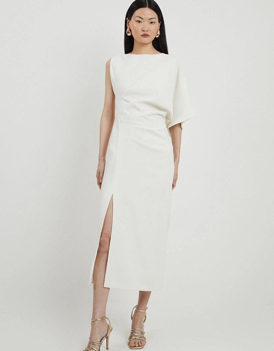 Fluid Tailored Asymmetric Sleeve Maxi Dress, 2 of 1