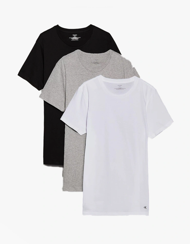 100% COTTON 3 Pack Mens T-Shirts Black/Grey Heather/White