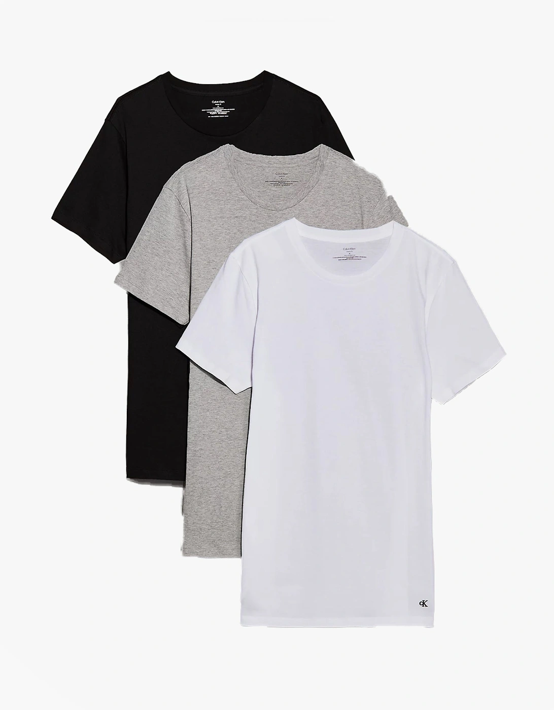 100% COTTON 3 Pack Mens T-Shirts Black/Grey Heather/White, 7 of 6