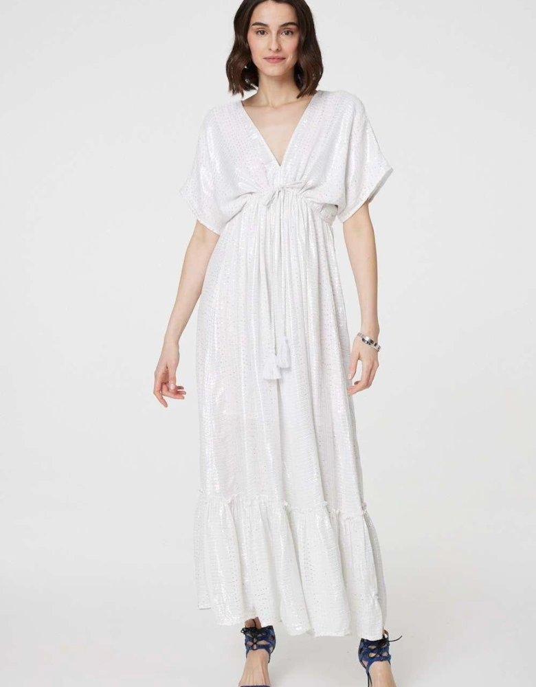 Dotty Empire Waist Kimono Maxi Dress