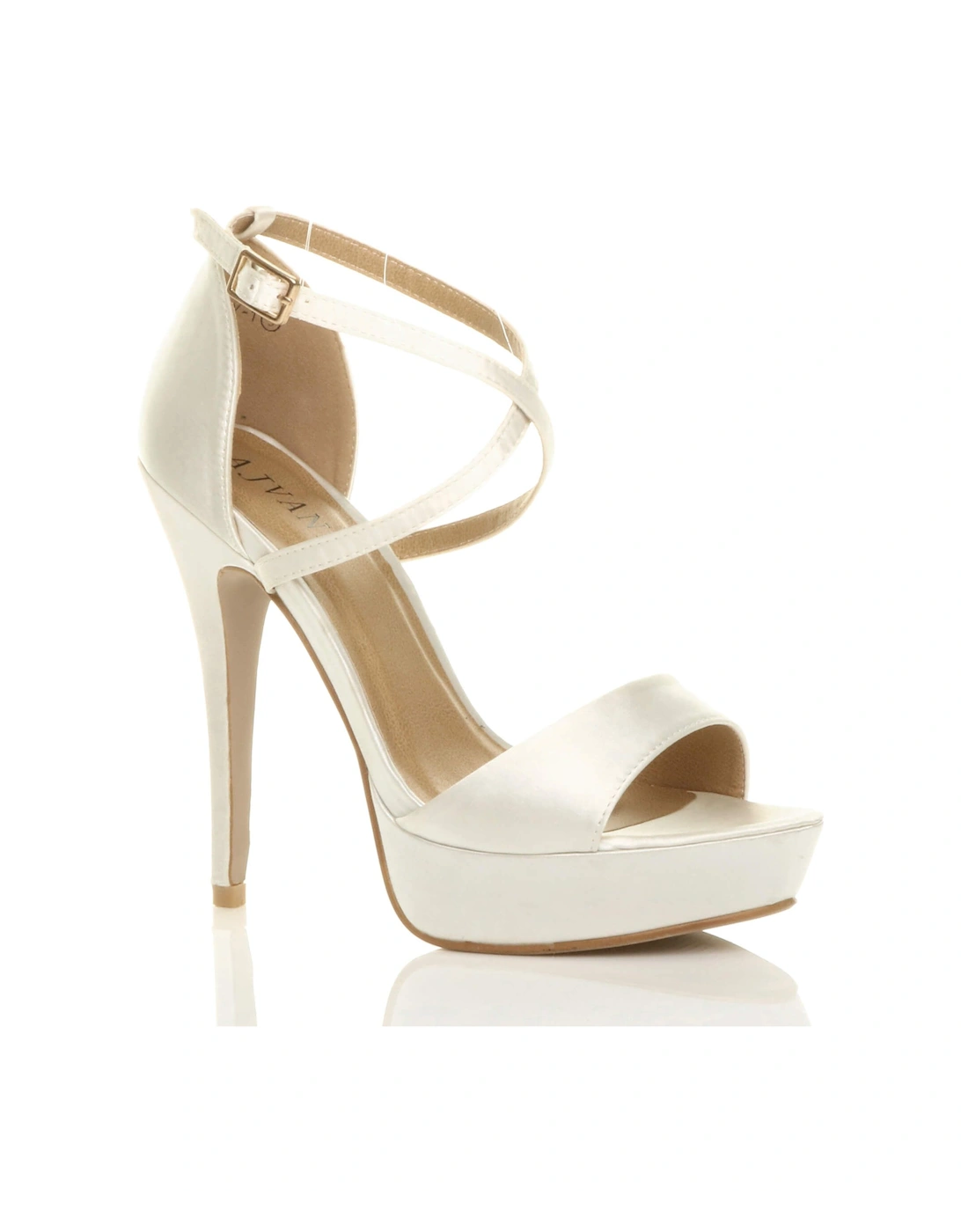 High  Heel Crossed Straps Platform Satin 2 Part Heels, 2 of 1