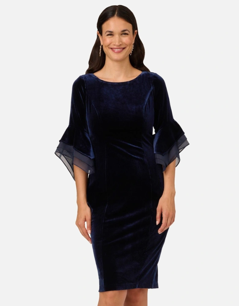 Velvet Bell Sleeve Short Dress