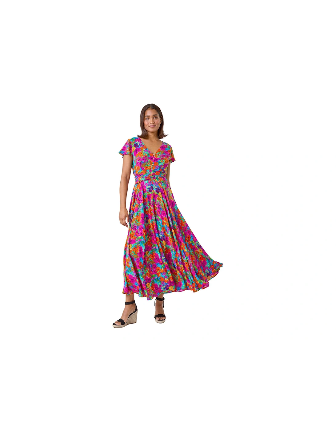 Floral Ruched Waist Maxi Dress, 2 of 1