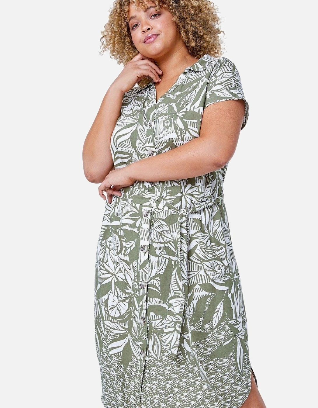 Curve Border Print Shirt Dress, 2 of 1
