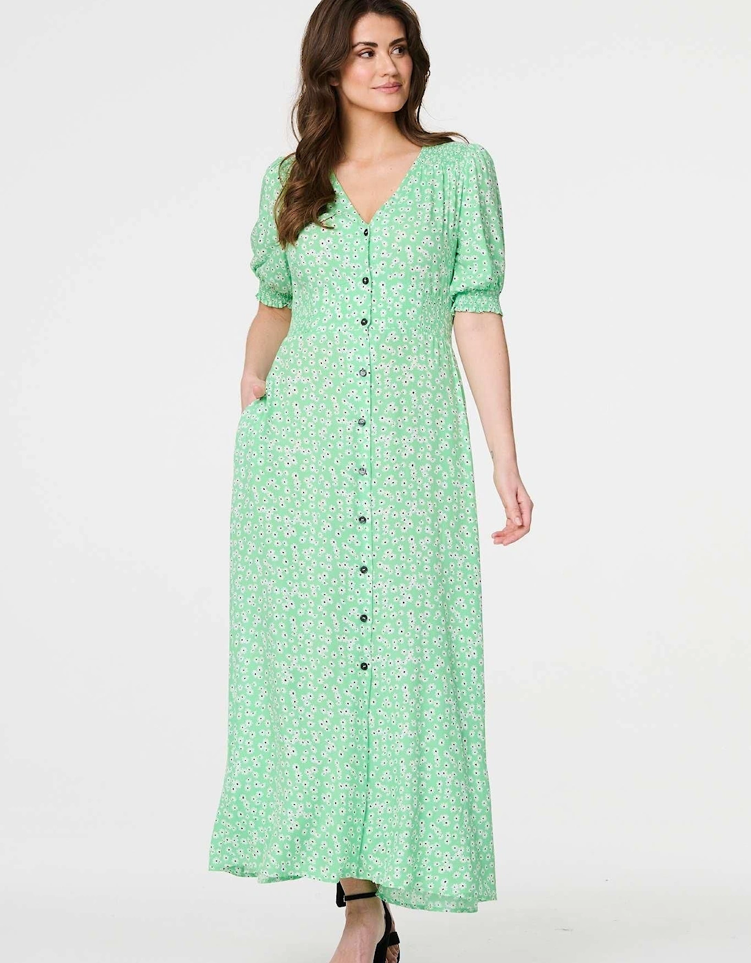 Ditsy Floral 1/2 Puff Sleeve Maxi Dress, 2 of 1