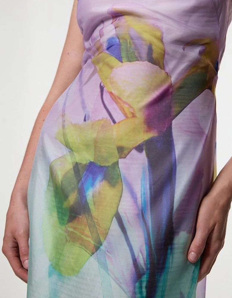 Digital Ophelia Floral Organdie High Neck Maxi Dress