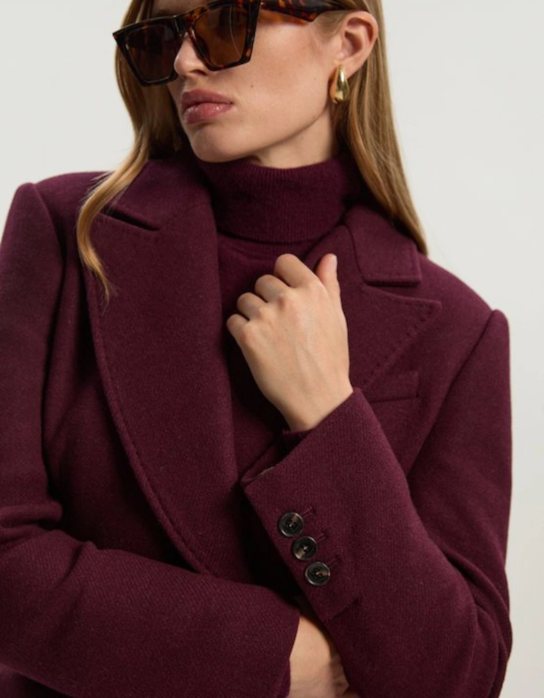 Wool Blend Tailored Fitted Maxi Coat