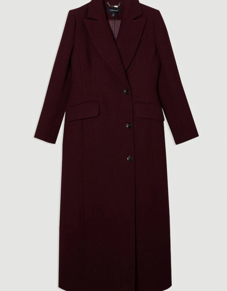 Wool Blend Tailored Fitted Maxi Coat