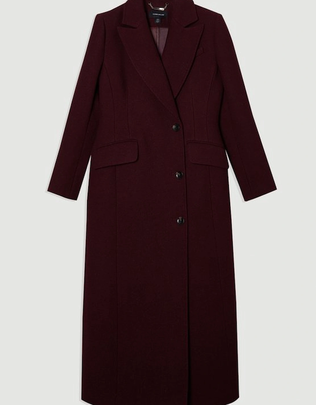 Wool Blend Tailored Fitted Maxi Coat
