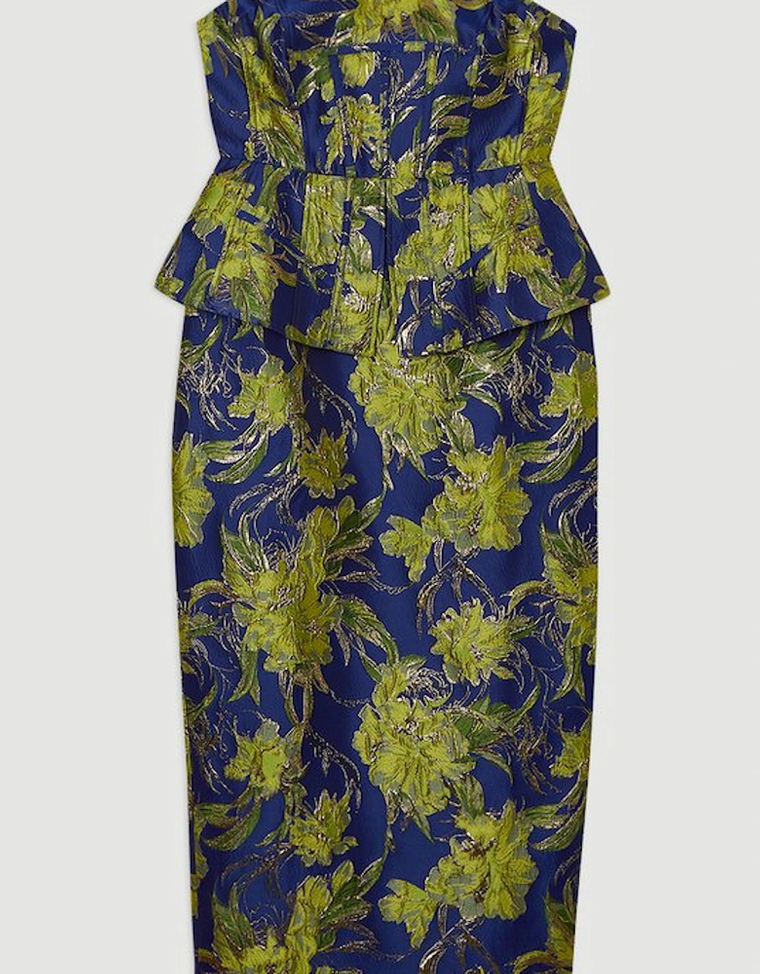 Floral Jacquard Tailored Midi Pencil Dress