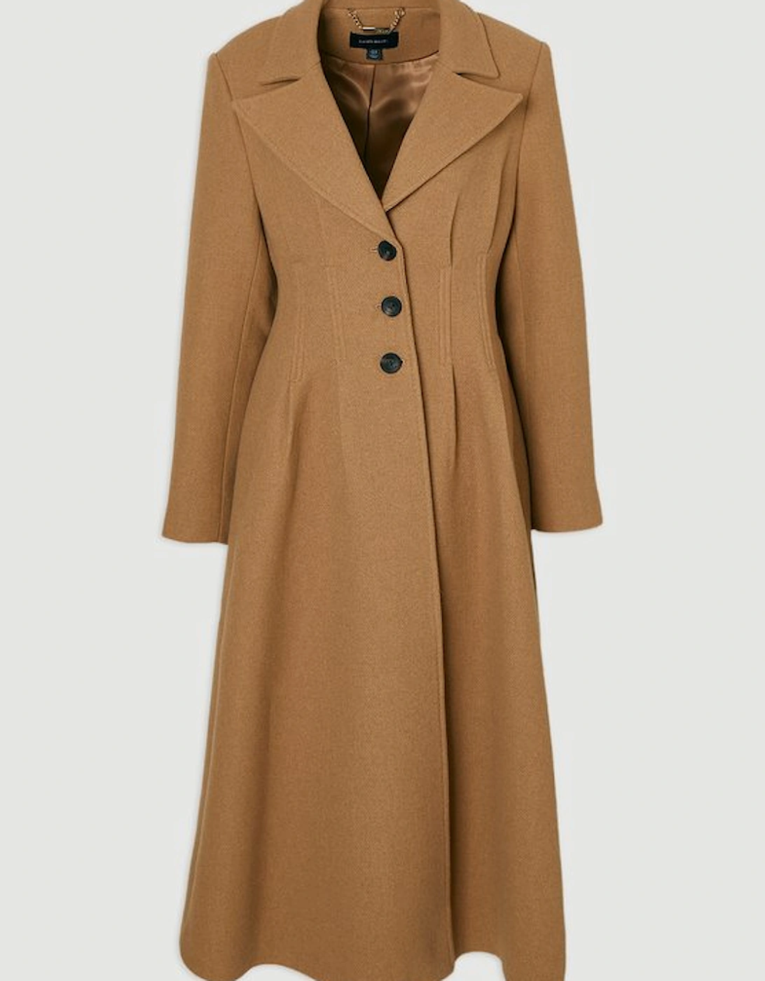 Wool Corset Detail Full Skirted Tailored Maxi Coat