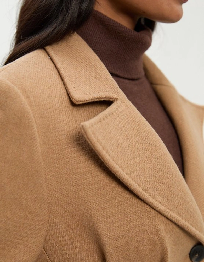 Wool Corset Detail Full Skirted Tailored Maxi Coat