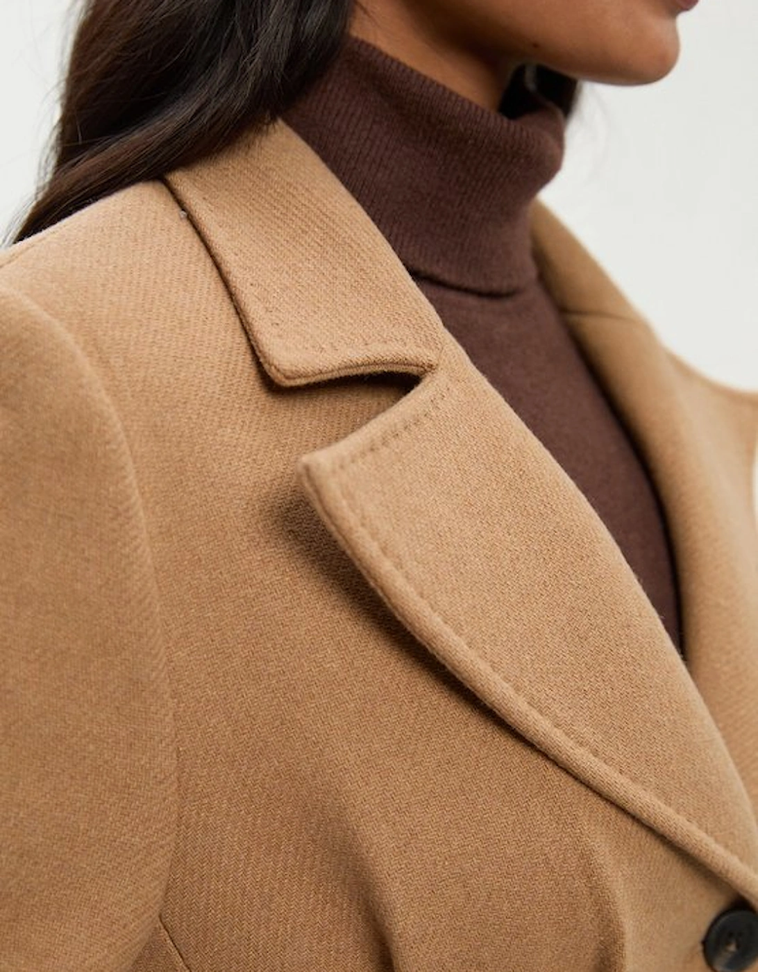 Wool Corset Detail Full Skirted Tailored Maxi Coat