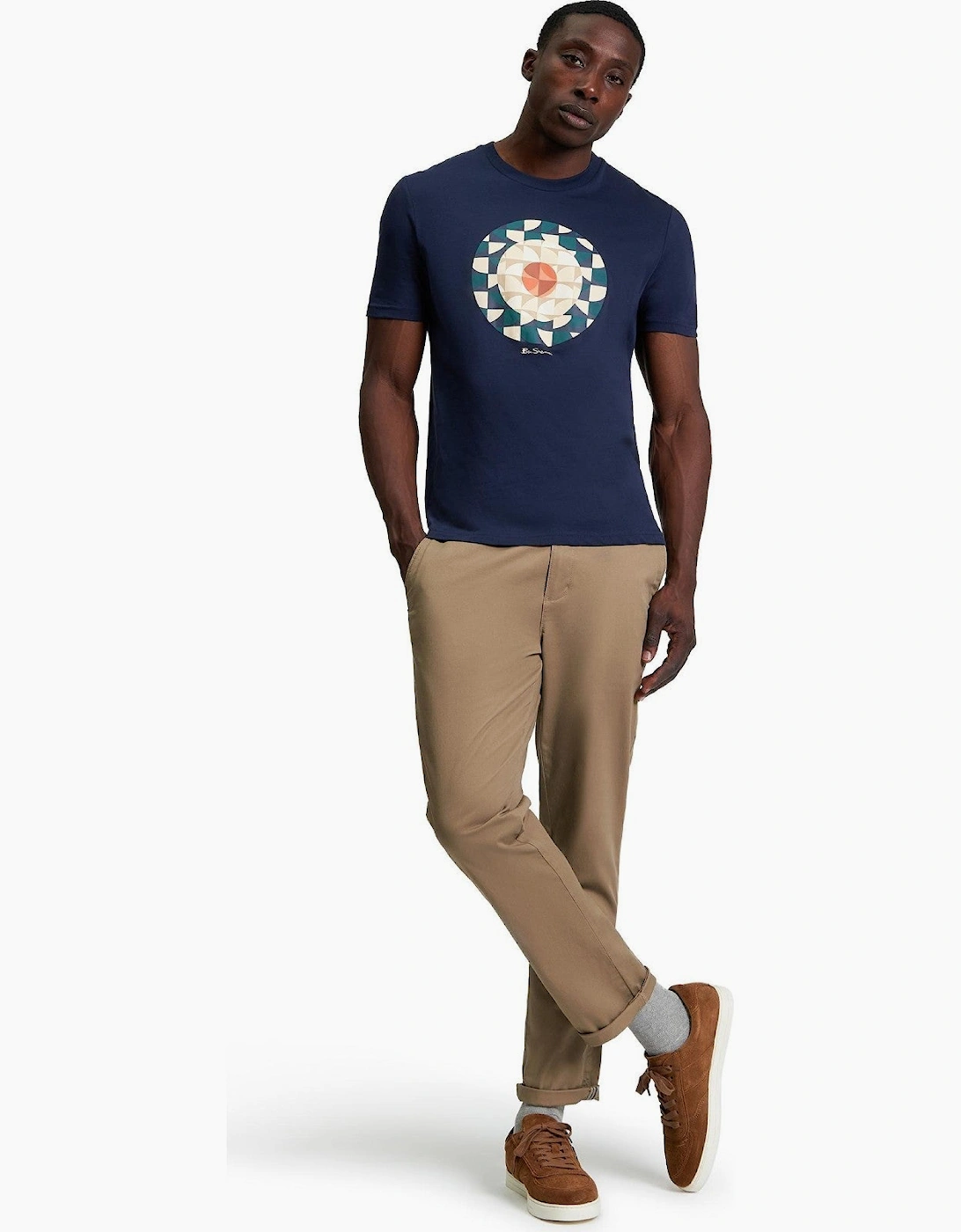 Men's Ben Sherman Mens Geo Target Graphic Short Sleeve T-Shirt - Navy - Size: 40