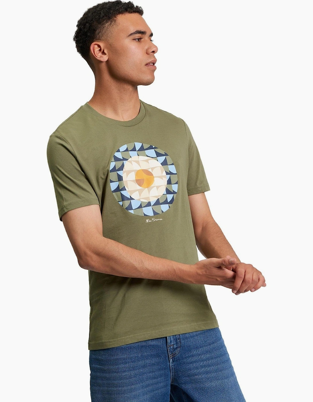 Men's Ben Sherman Mens Geo Target Graphic Short Sleeve T-Shirt - Tan - Size: 40