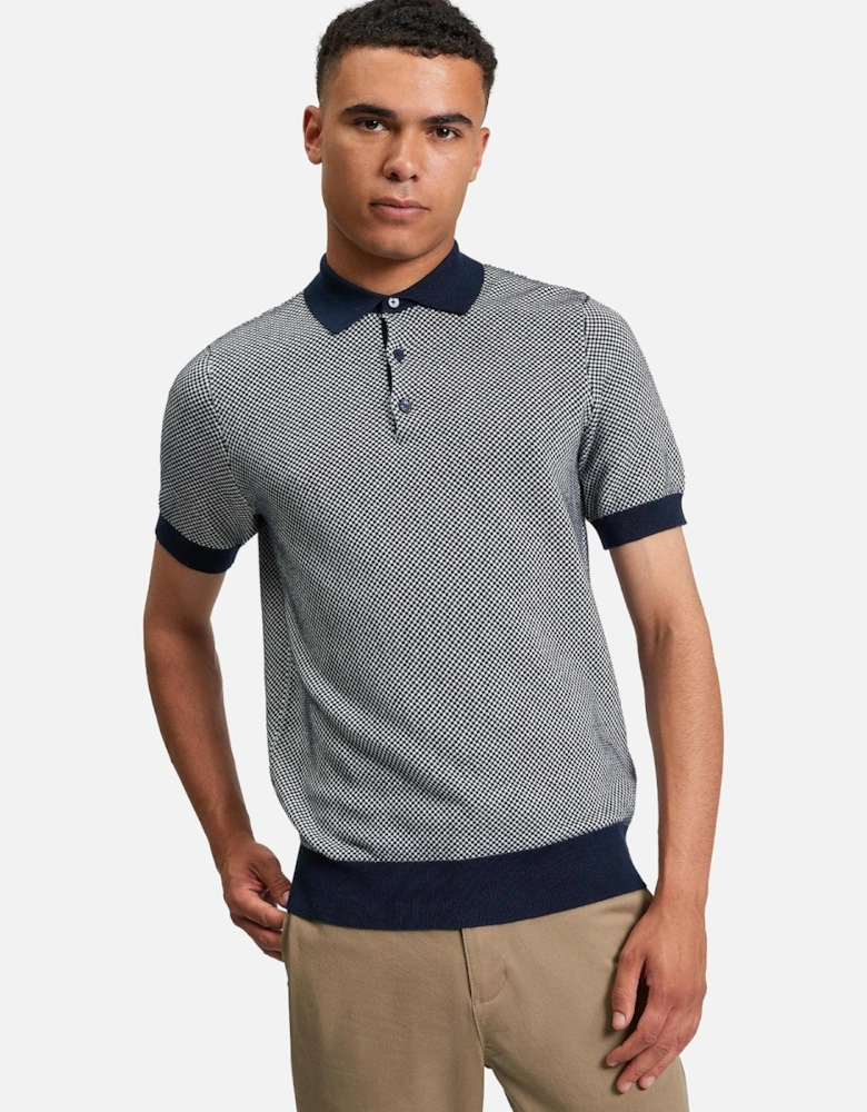 Mens Bicoloured Textured Short Sleeve Polo Shirt