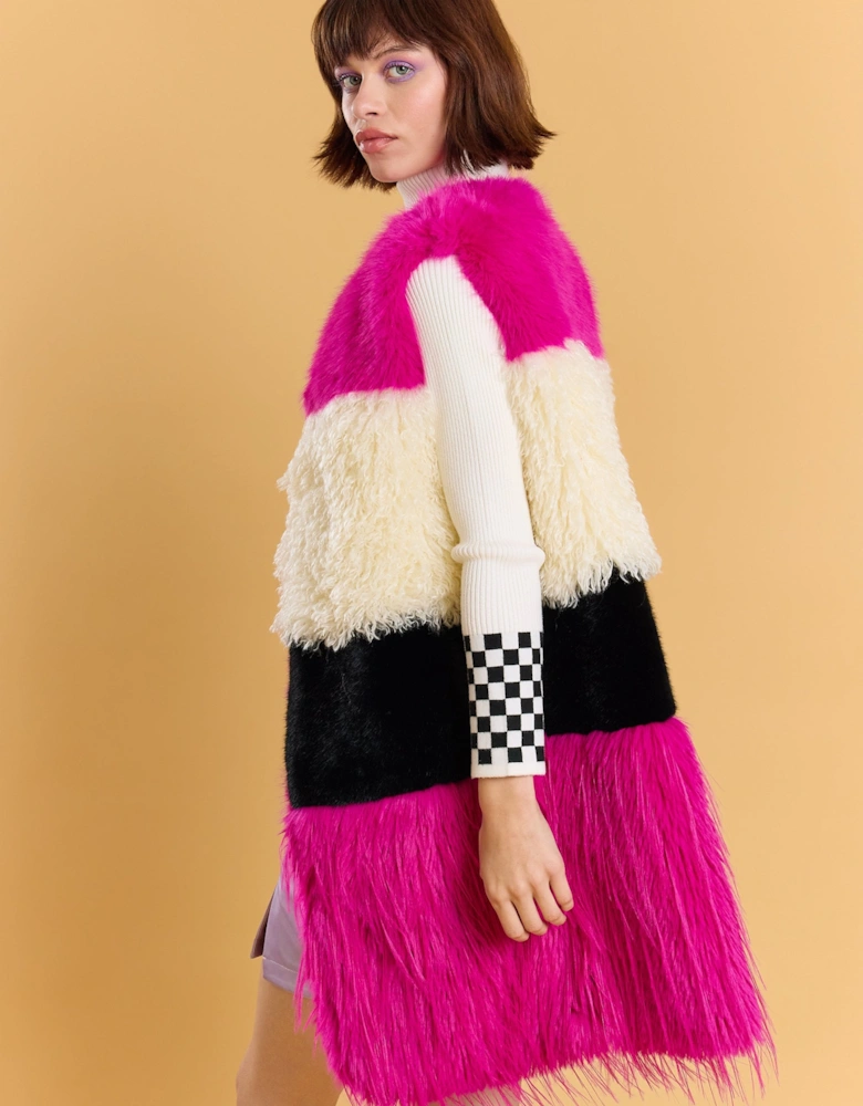 Pink Bamboo Lyocell Faux Fur Gilet