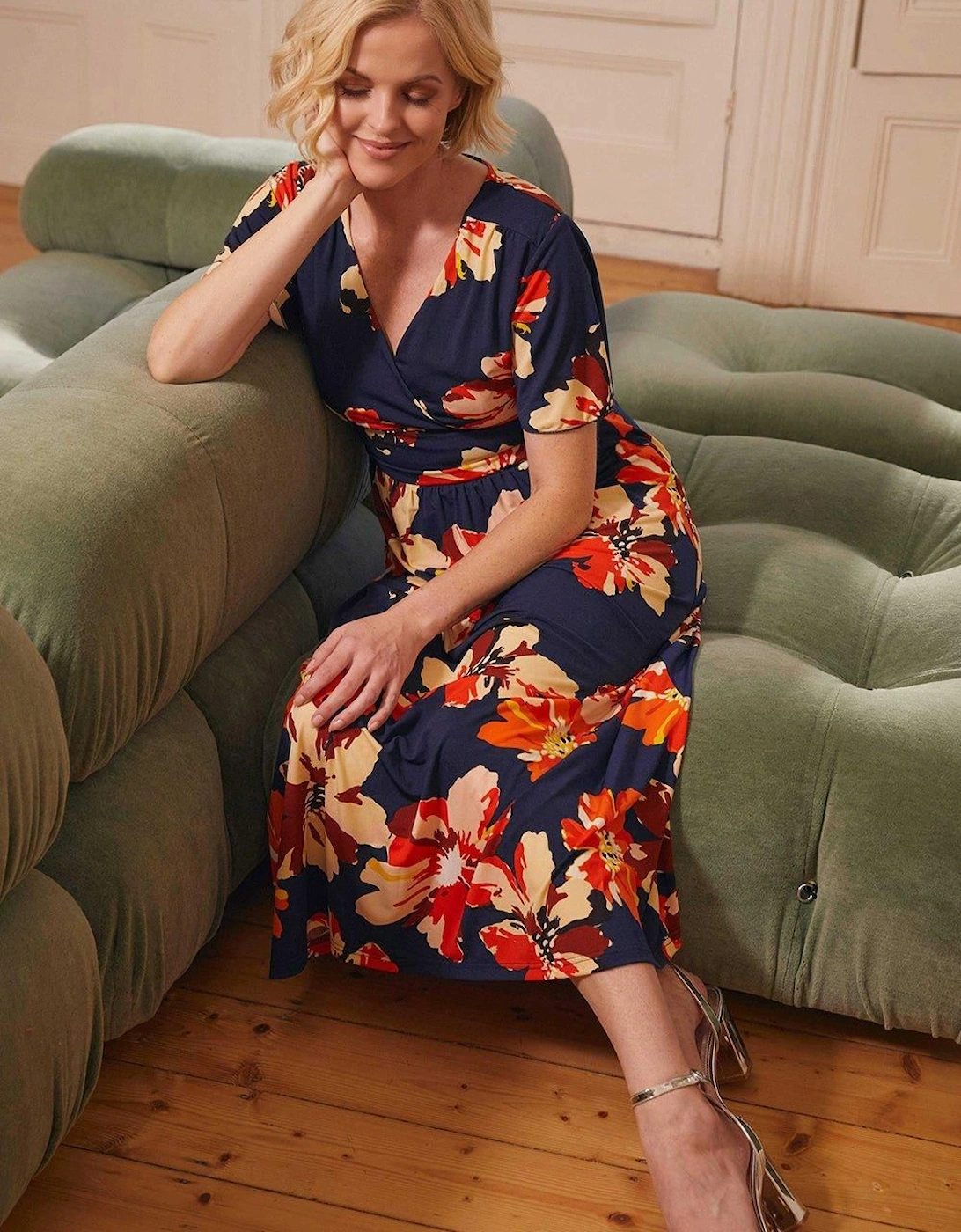 Floral Ruched Waist Maxi Dress, 2 of 1