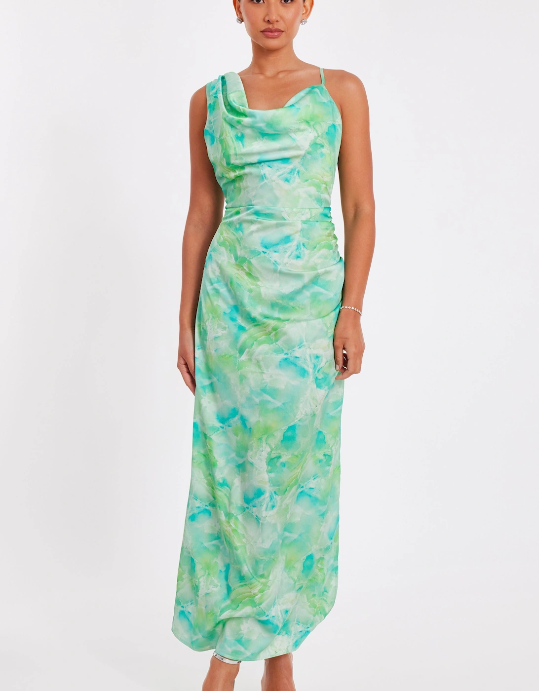 Green Tie Dye Cowl Midaxi Dress, 2 of 1
