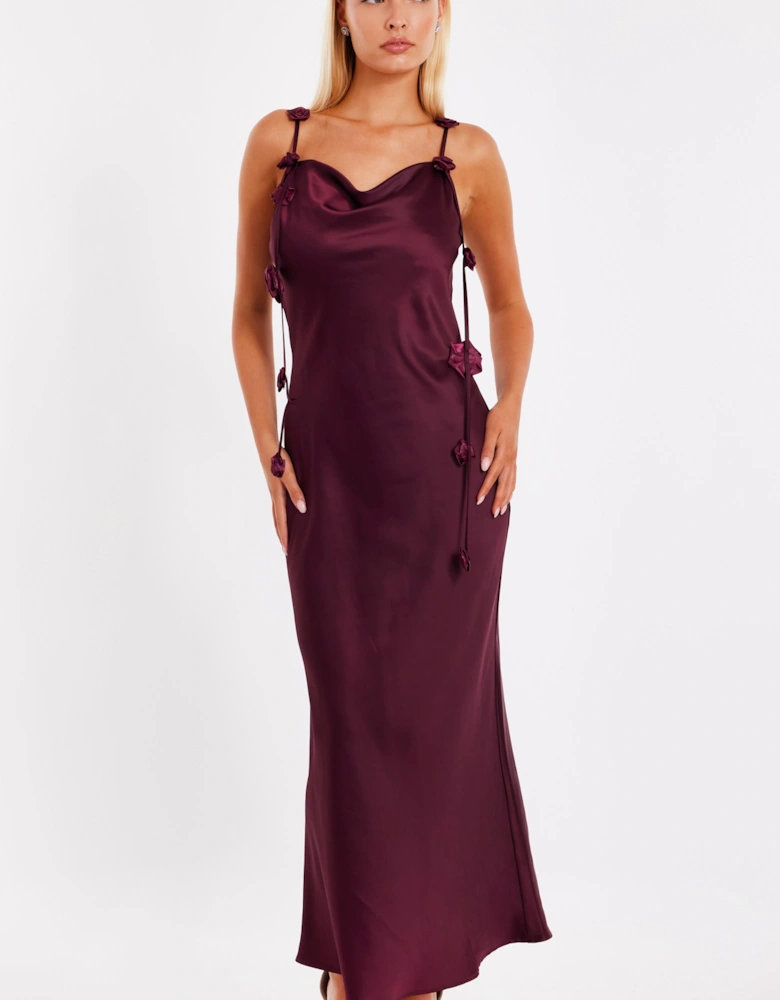 Burgundy Floral Trail Midaxi Dress