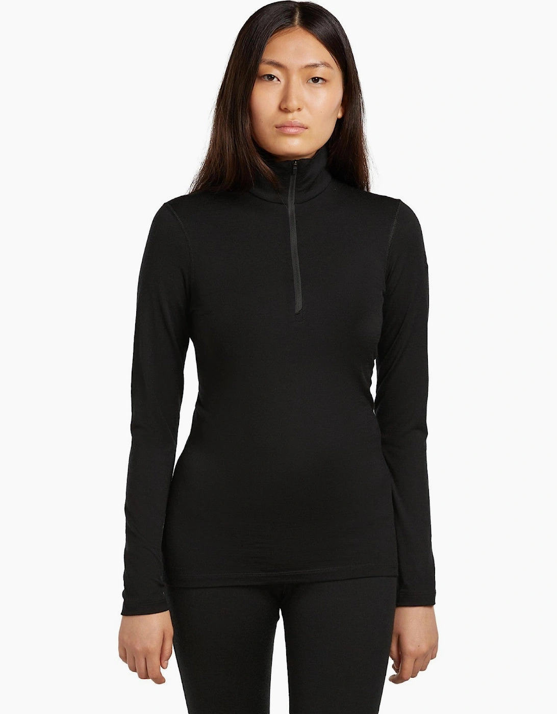Icebreaker Women's Icebreaker Womens Oasis Half Zip Thermal Long Sleeve T-Shirt - Black
