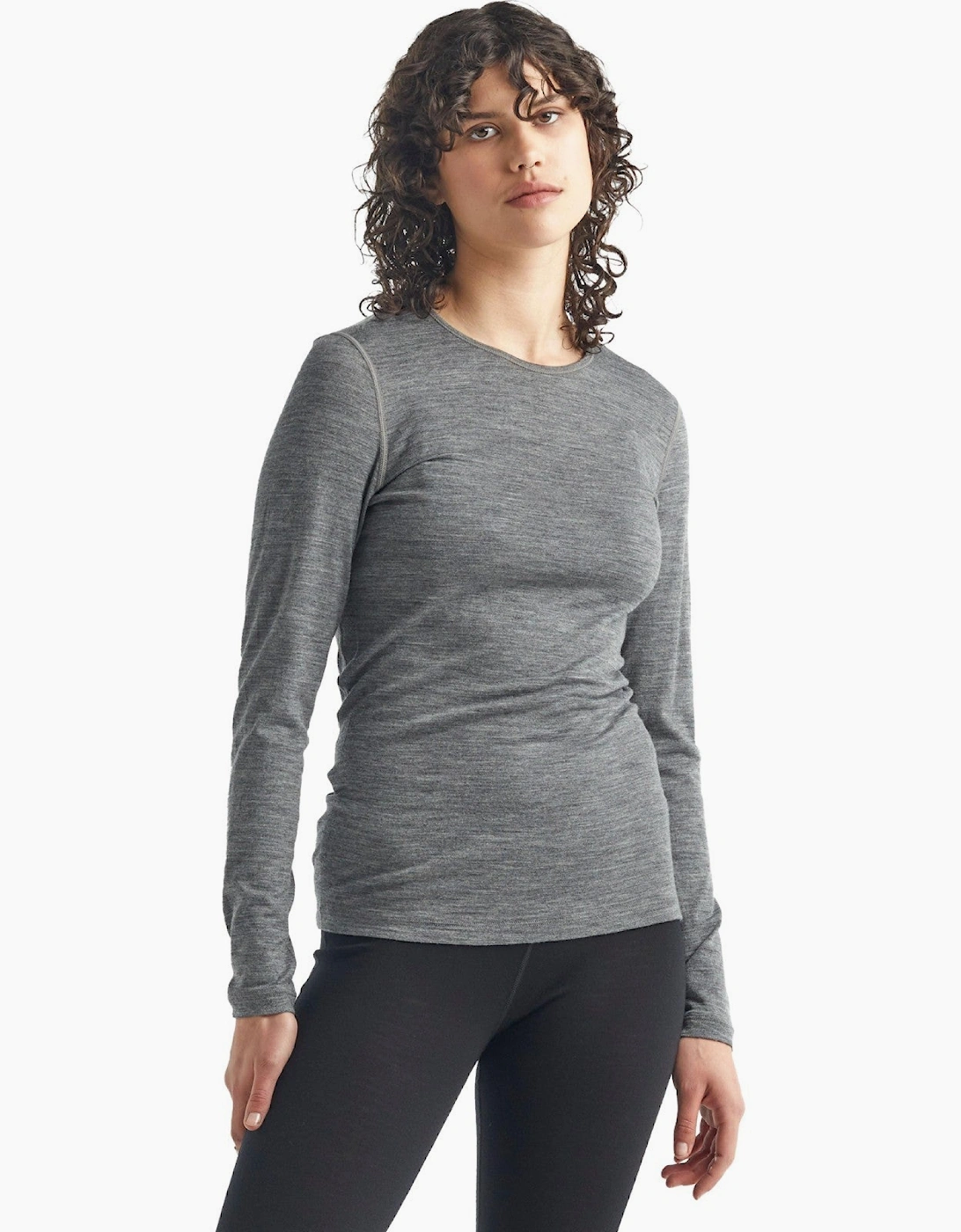 Women's Icebreaker Womens Oasis Long Sleeve Baselayer Top - Gritstone Heather - Size: XL