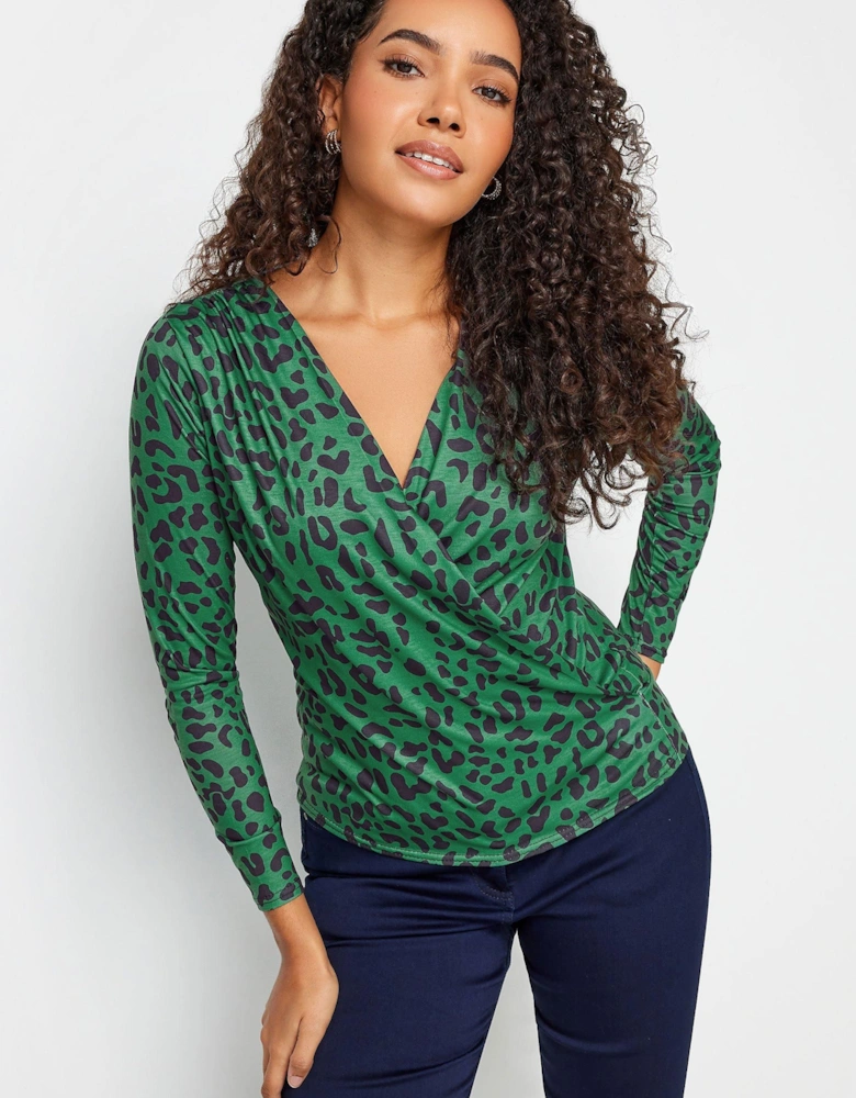 Animal Print Wrap Top