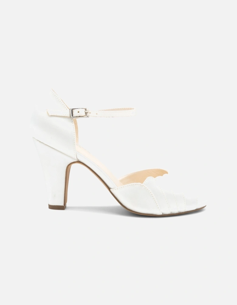 Dyeable Satin 'Cyan' Block Heel Peep Toe Sandals