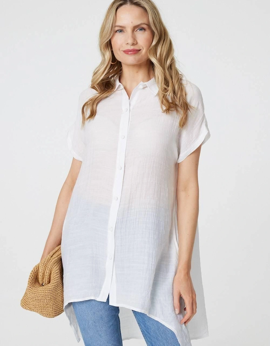 High Low Longline Button-Up Shirt, 2 of 1