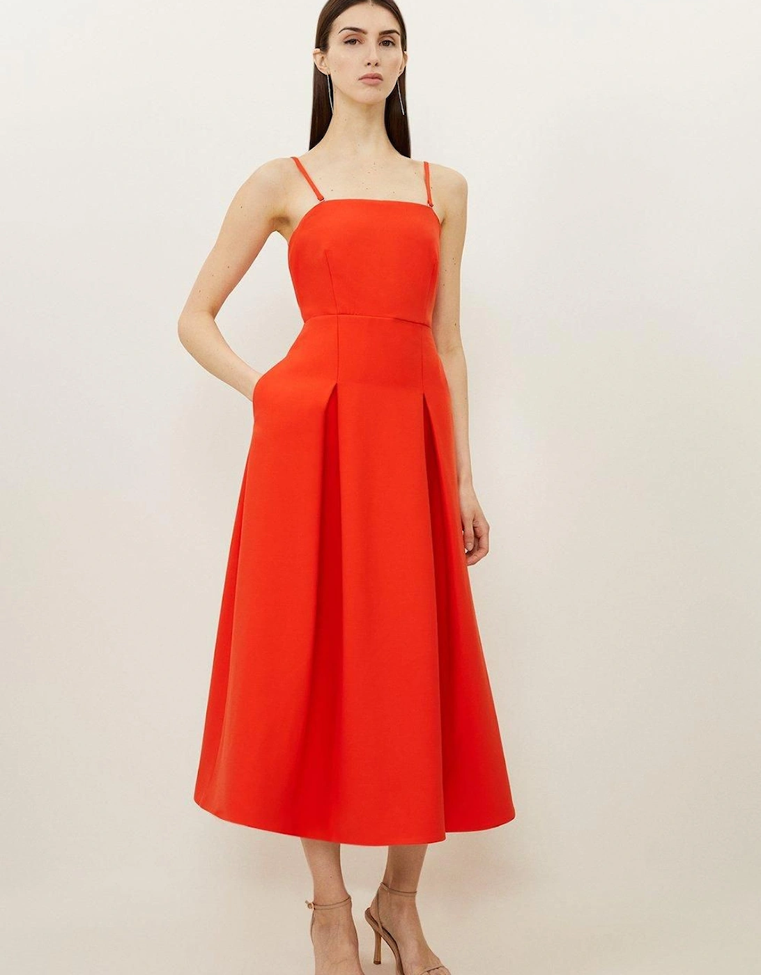 Compact Stretch Tailored Bandeau Full Skirted Midi Dress, 2 of 1