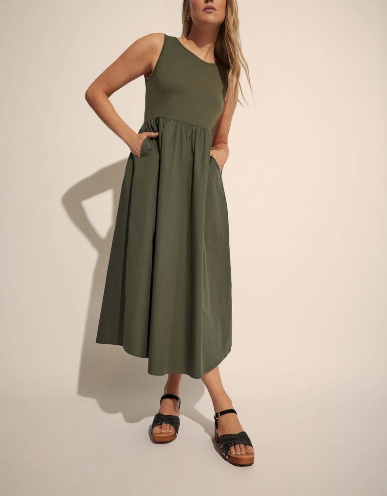 Tall Jersey & Woven Midi Dress