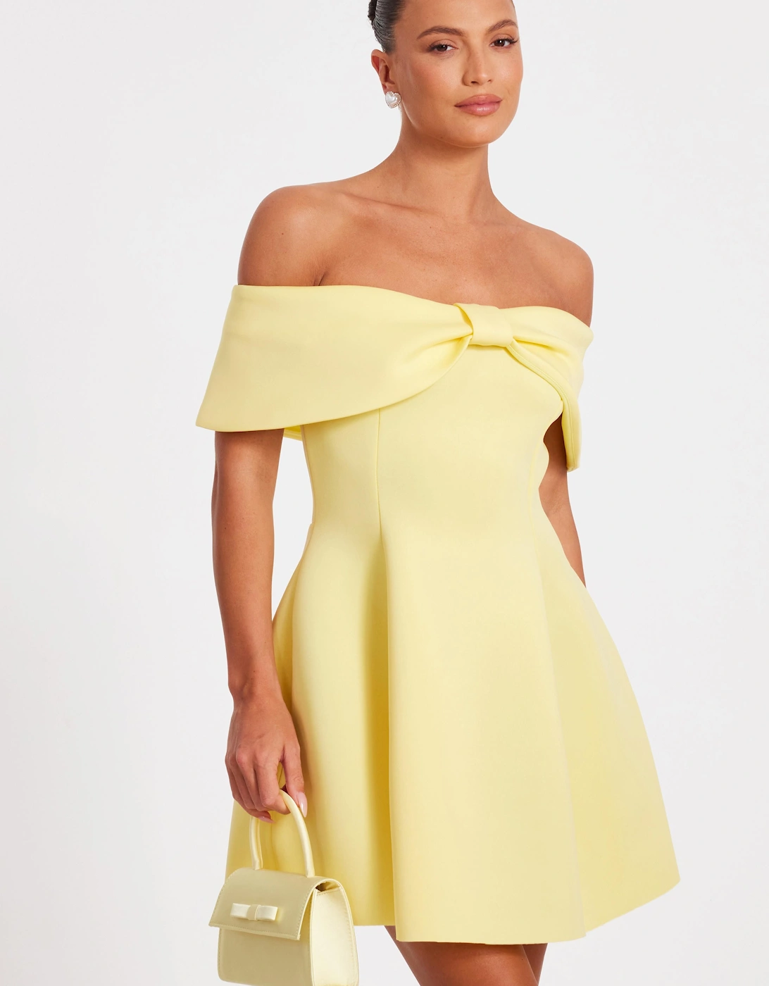 Lemon Bardot Bow Skater Dress, 2 of 1