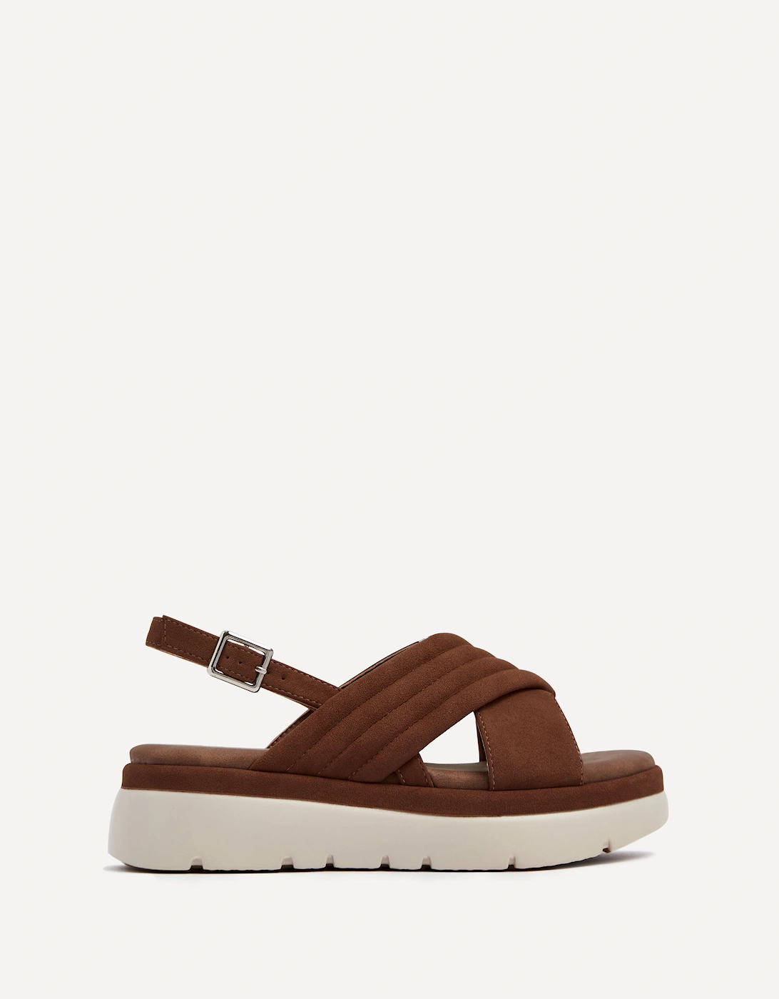Shae Tan Faux Nubuck Padded Crossover Flatform Sandals, 2 of 1