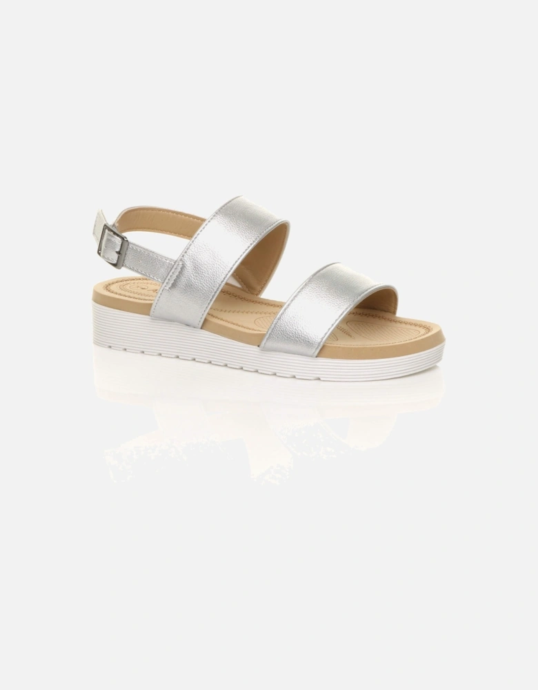 Low Wedge Heel Strappy Faux Leather Flatforms