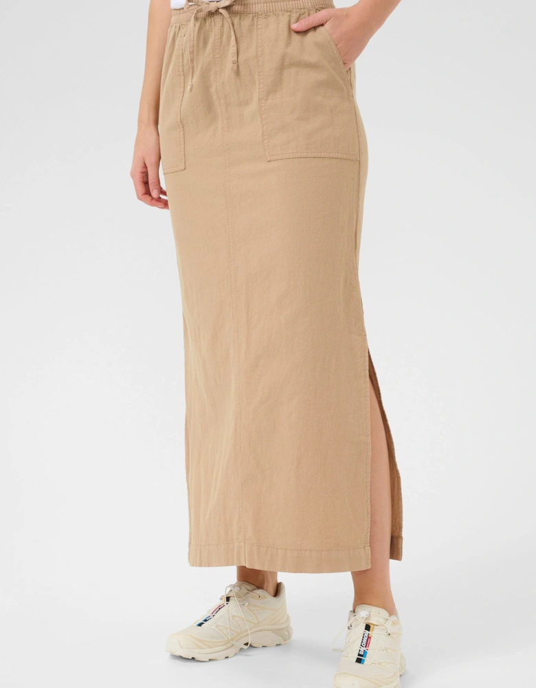 KAnaya Elastic Waist Pockets Maxi Skirt Plain