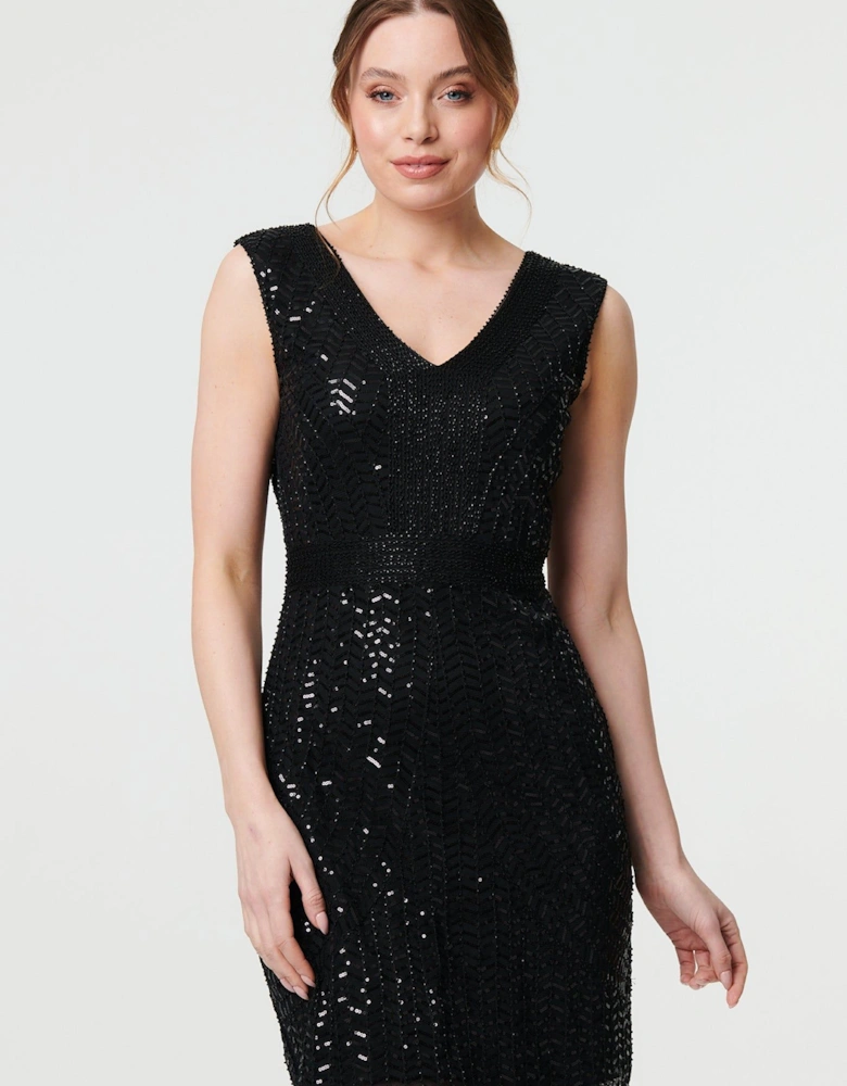 Sequin Embellished Sleeveless Mini Dress