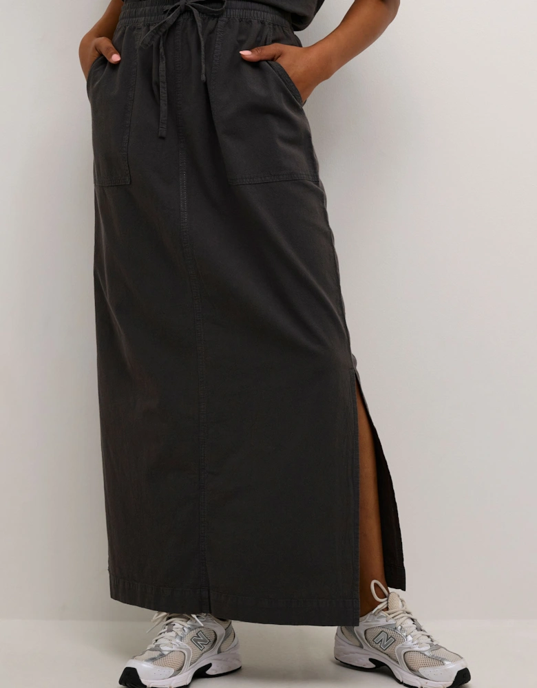 KAnaya Elastic Waist Pockets Maxi Skirt Plain