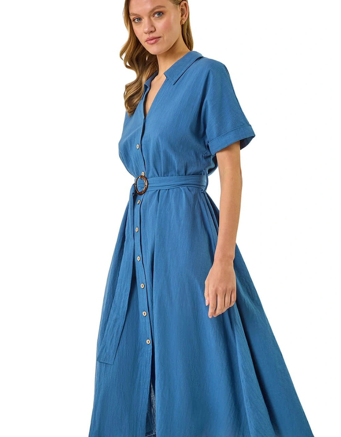 Linen Look Belted Shirt Dress, 2 of 1