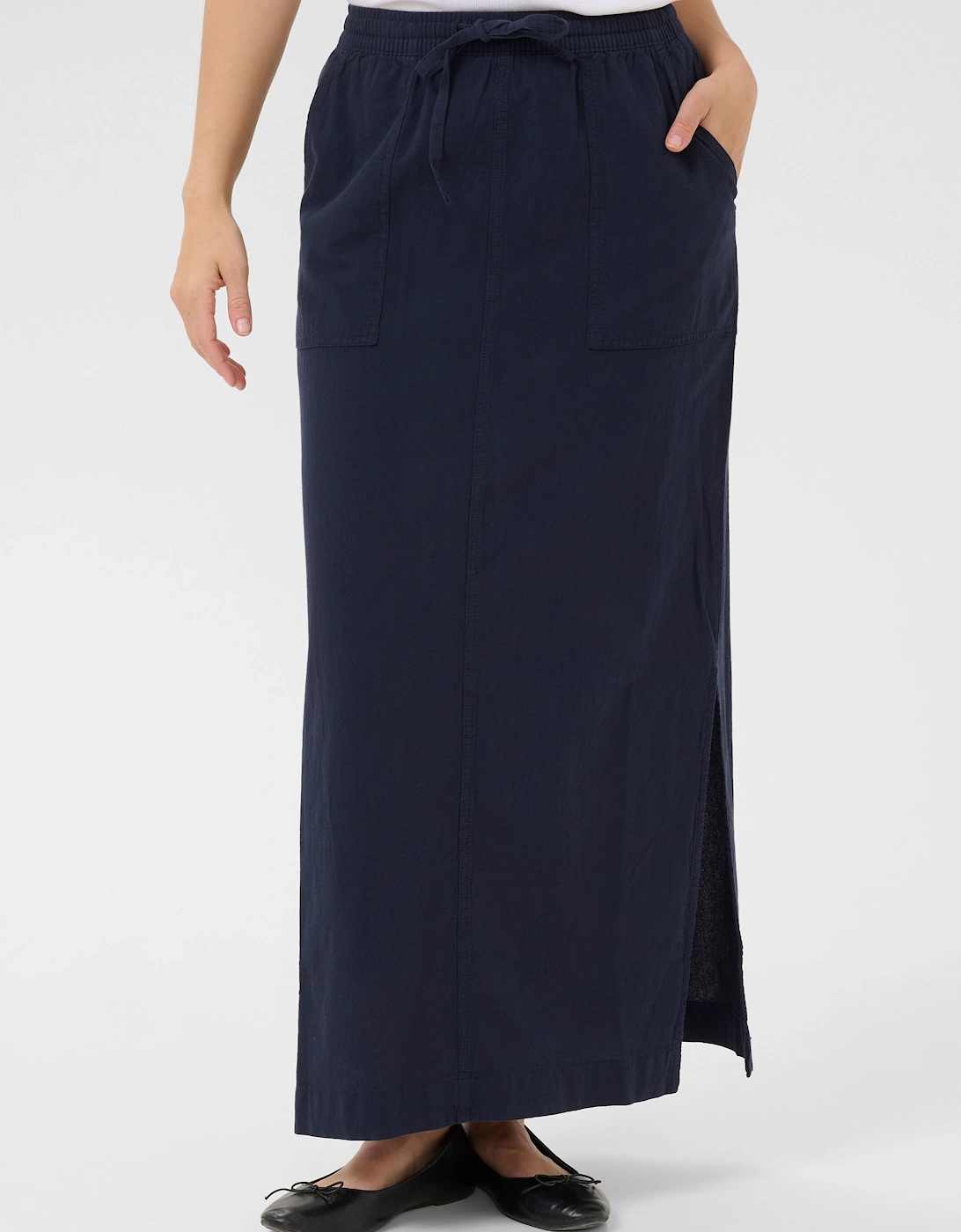 KAnaya Elastic Waist Pockets Maxi Skirt Plain, 2 of 1
