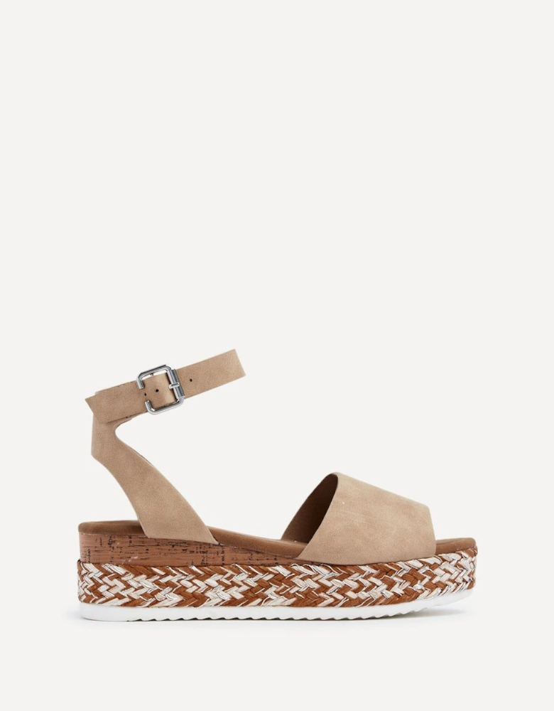 Coast Nude Faux Nubuck Flatform Two Part Sandal