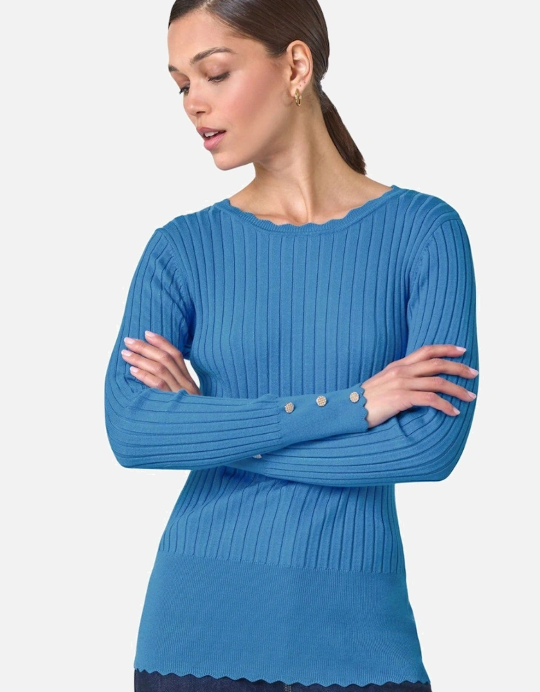 Button Detail Ribbed Longline Jumper