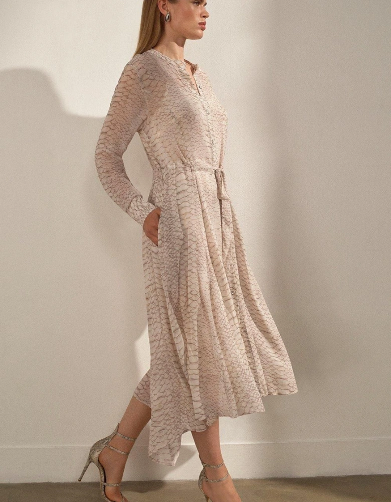 Animal Print Viscose Georgette Woven Midi Dress