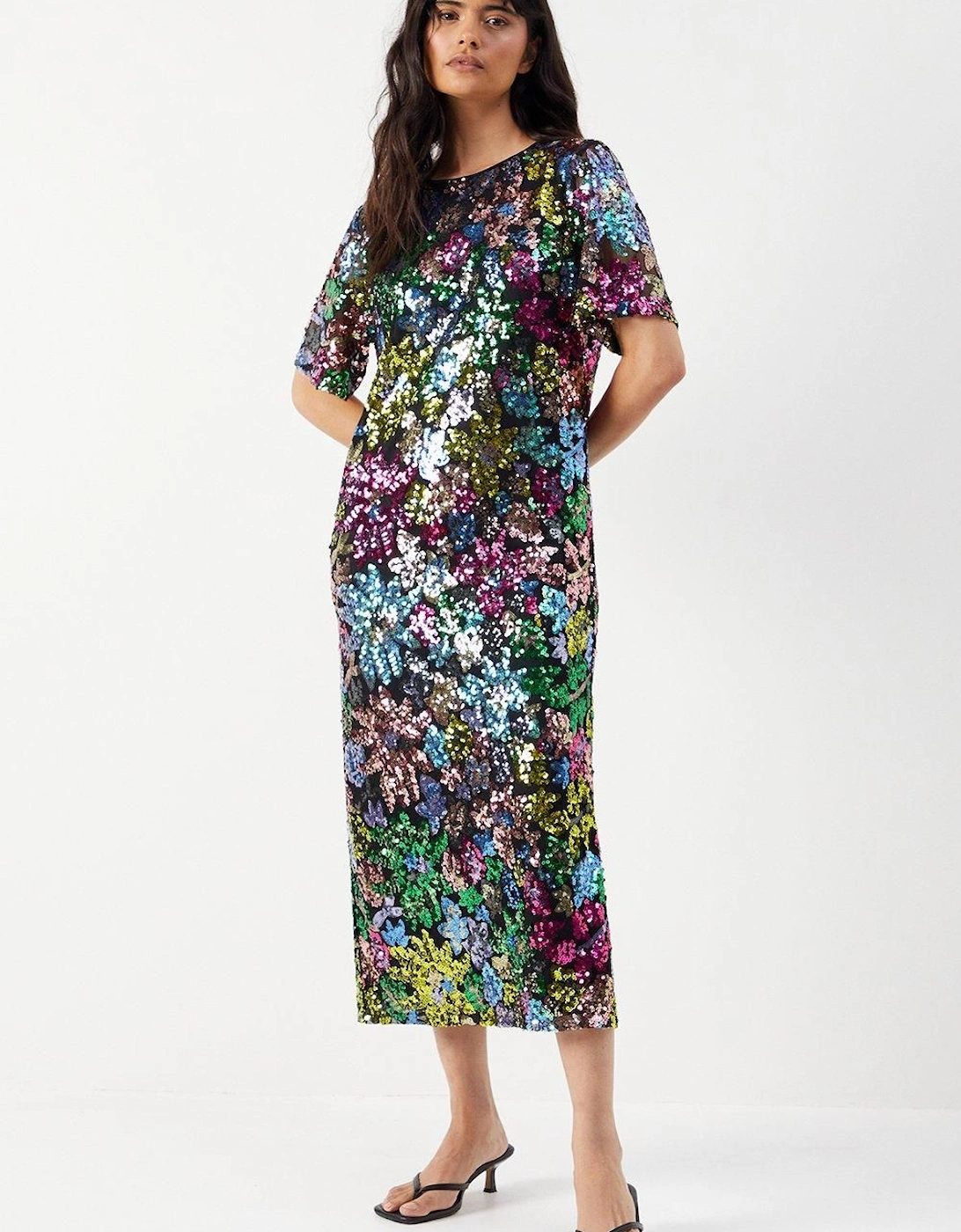 Sequin Embellished Boxy Midi Dress, 2 of 1