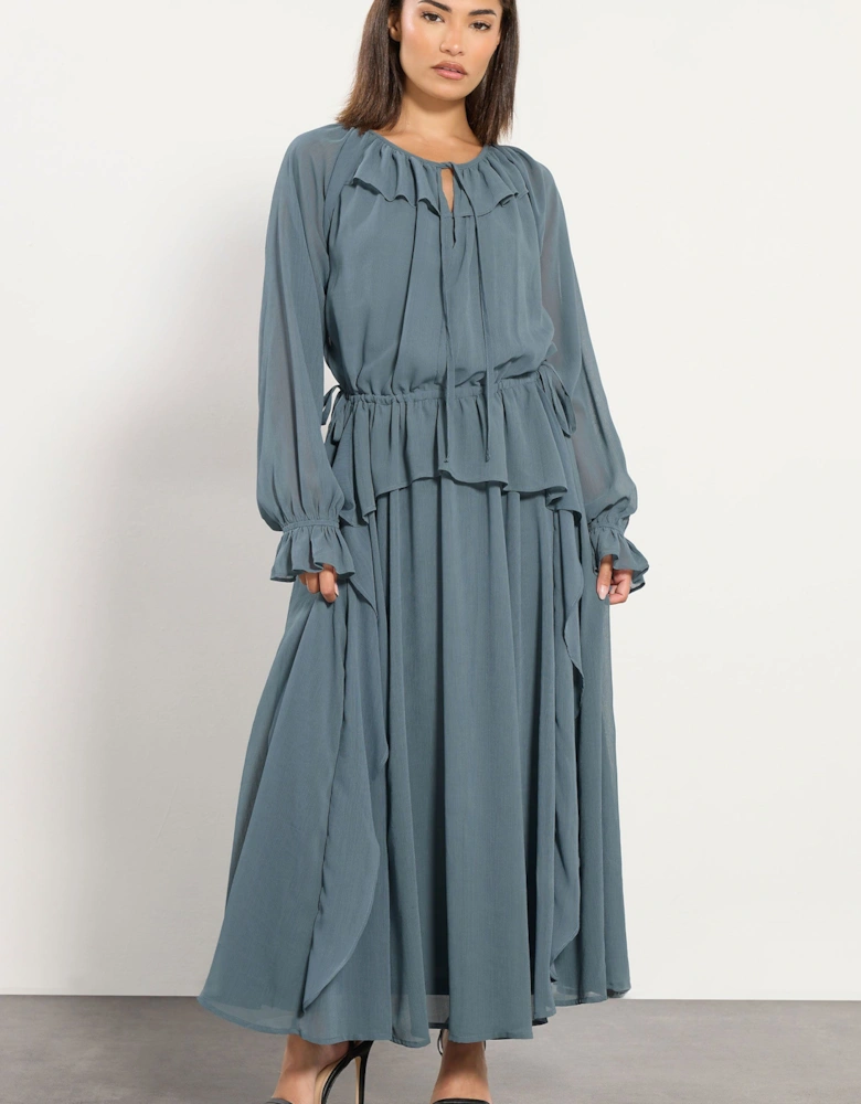 Petite Chiffon Frill Maxi Dress