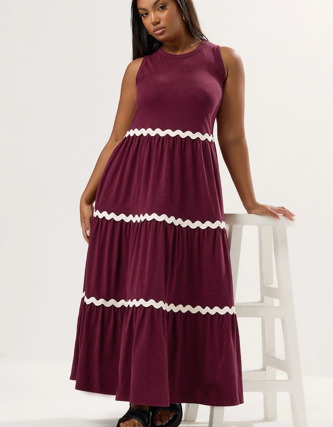 Contrast Swirl Tiered Maxi Dress, 2 of 1