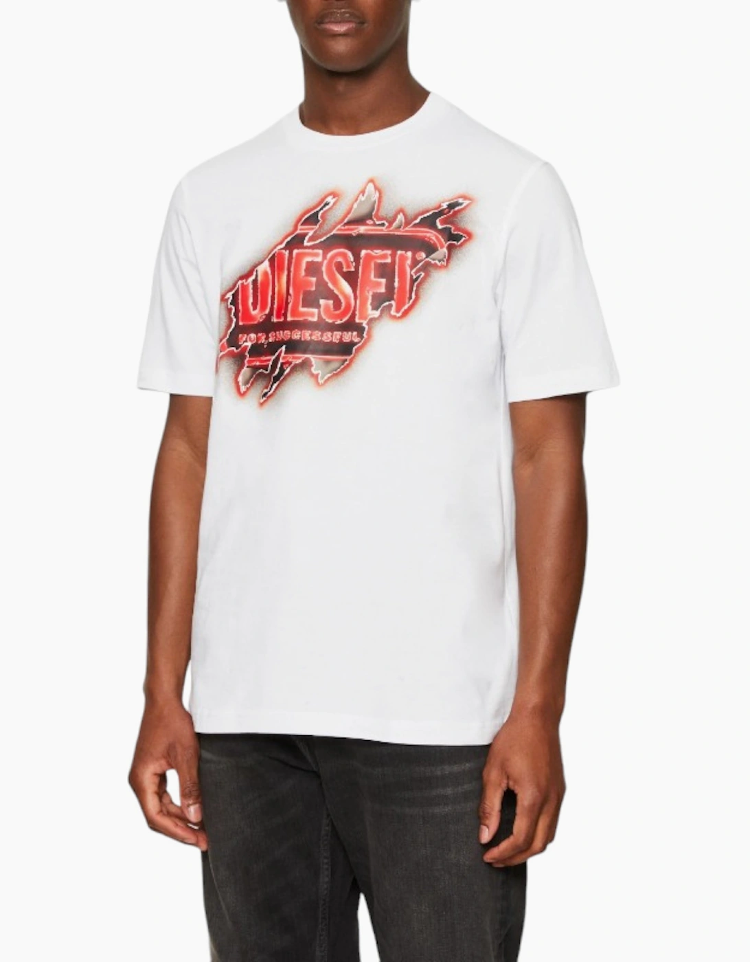 Diesel Men's White T Just E43 T Shirts Cotton Crew Neck Short Sleeved Casual Summer Tee  Regular/36 S