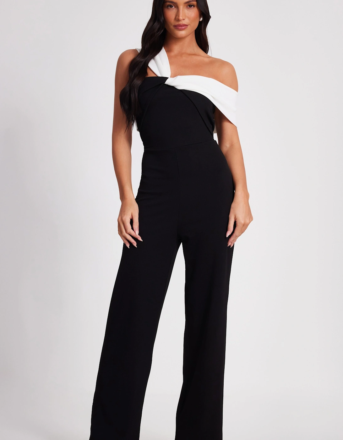 Black Contrast Bardot Jumpsuit, 2 of 1